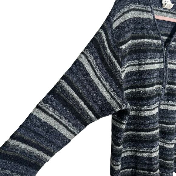 Les Tricots Boz 90s Y2k Blue Stripe Oversized Cardigan Sweater Womens 2X - Picture 2 of 6